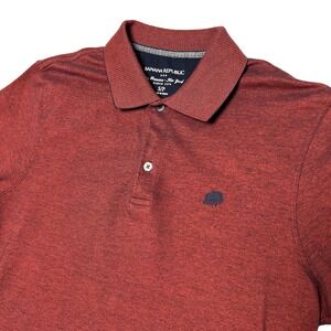 Banana Republic Men Burgundy Red Heathered Cotton Polo Shirt Casual Preppy S